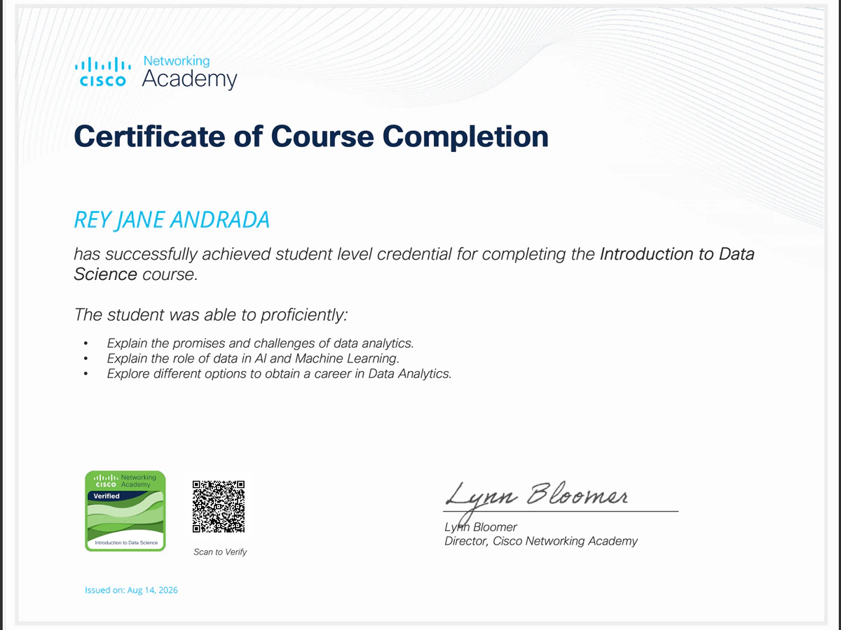 Introduction to Data Science certificate